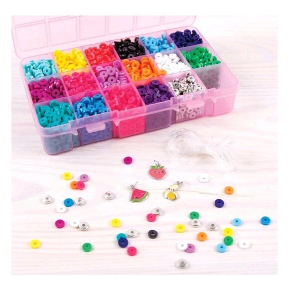 Make It Real Bracelet Kit With Heishi Beads & Charms 3336 PCS Ages 8+ NEW - Picture 3 of 4